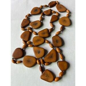 Vintage Brown Sliced Tagua Nut Beaded Necklace